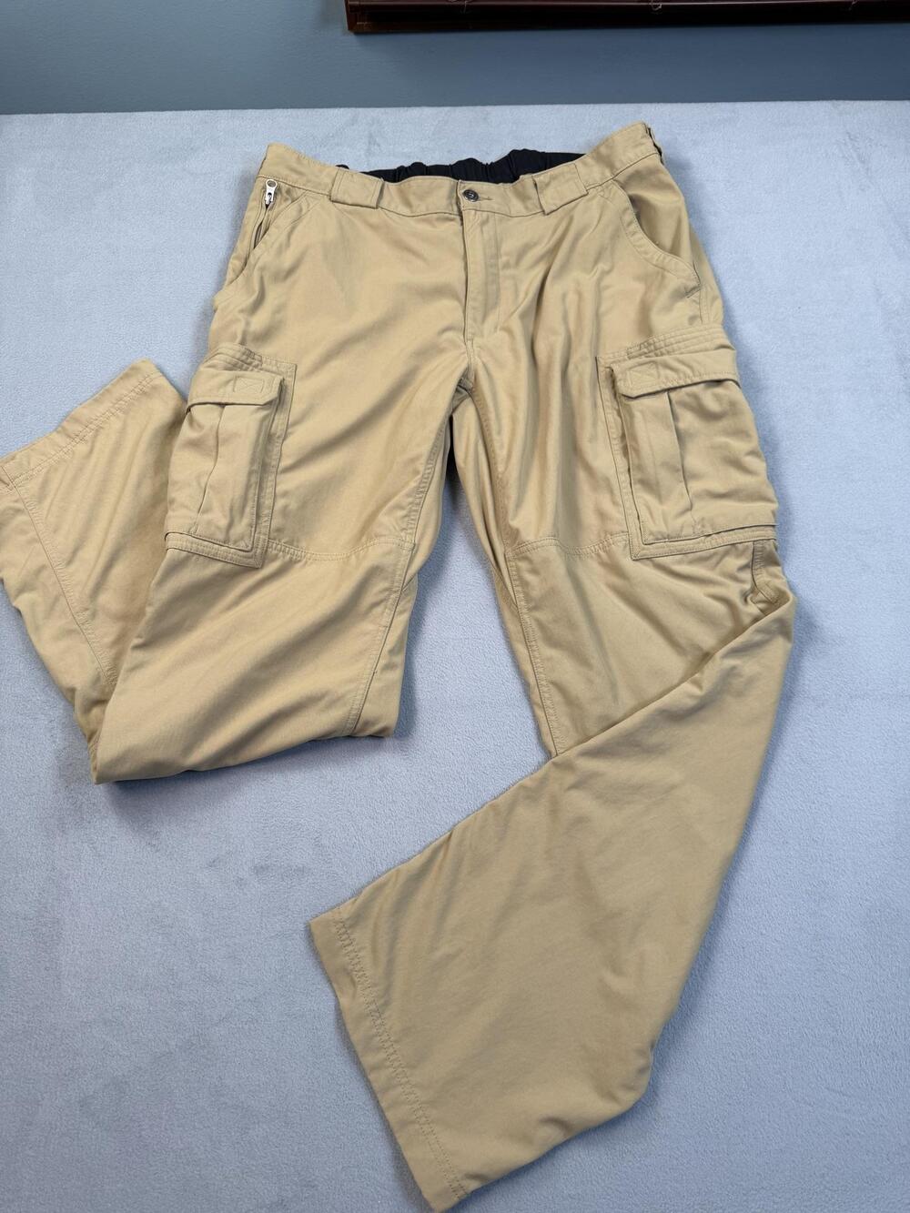 Duluth Trading Co Pants Mens XL X 34 Beige Nylon Cargo Relaxed Fit Outdoor